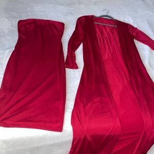 Fashion Nova Strapless Red Dress Set
